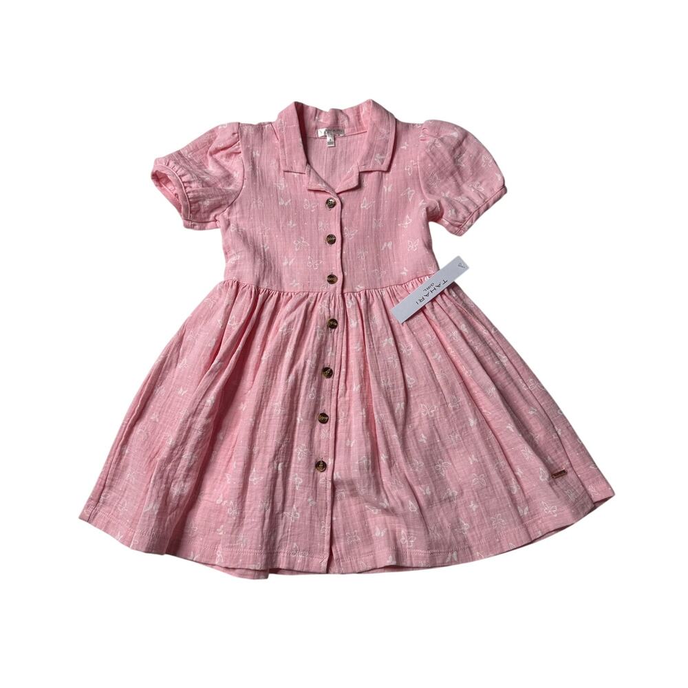 Tahari Girl Pink Butterfly Cotton Dress 5T NWT Cottagecore Coquette